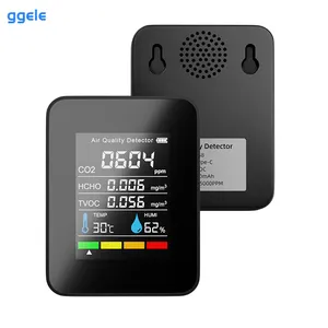 Ggele Carbon Dioxide Detector TVOC HCHO Air Quality Detector Wall Temperature Humidity Co2 Meter Co2 Test Meter