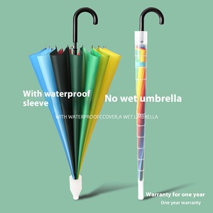 Ombrello impermeabile arcobaleno grande a 16 costole ombrello semiautomatico dritto lungo manico doppio per auto