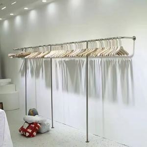 Stainless Steel Brushed Silver Multifunctional Hanging Rod for Home & Clothing Stores Women's Clothing Display in Shop Windows - Product Image 1