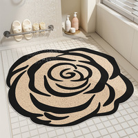 Tapis de bain de luxe doux et absorbant, antidérapant, motif floral, tapis de sol créatif à fleurs irrégulières pour salle de bain, chambre à coucher, décoration intérieure