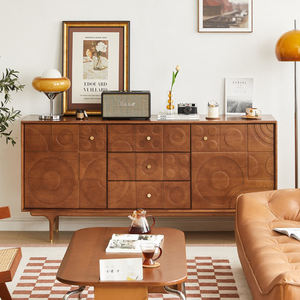 Gabinete de madera de Roble Marrón Vintage para sala de estar, marco de pino reciclado con almacenamiento <span class=keywords><strong>y</strong></span> cajones, mesa de soporte de TV para el hogar para apartamento - Product Image 3