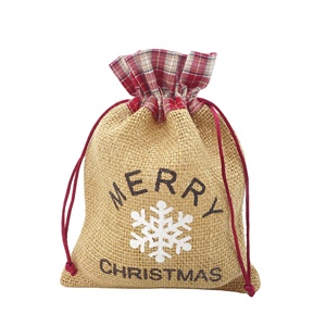 Bolsa de Regalo de Tela de Lino con Estampado en Caliente, Suministros de Impresión y Embalaje Navideños, Decoración Festiva - Product Image 1