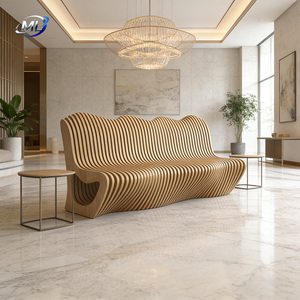 Banco Modular Paramétrico de Madera de Caucho, Asientos Modernos para Exteriores, para Patio de Villa, Uso Comercial, Duradero y Ecológico - Product Image 4