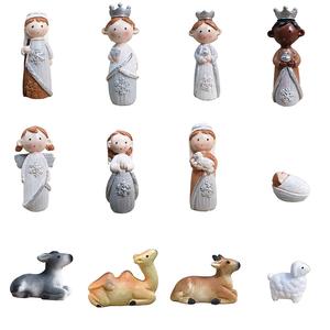Juego de Figuras de Resina Pintadas a Mano para Escena de Natividad, Mini Estatuas de Dibujos Animados de la Sagrada Familia, Reyes Magos y Animales, Artículos Religiosos Navideños - Product Image 4