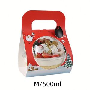 <b>Gift</b> <b>Box</b> Portable Baking Packing Bowl Sala Dessert <b>Cake</b> Container Mousse Ball <b>Box</b> Transparent Ball Shaped PET Plastic 500ml Food - Product Image 3