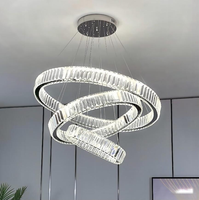 Lustre LED moderne de luxe en cristal, télécommande, variateur d'intensité, économie d'énergie, finition or/blanc/noir, grande taille, angle de faisceau 360°