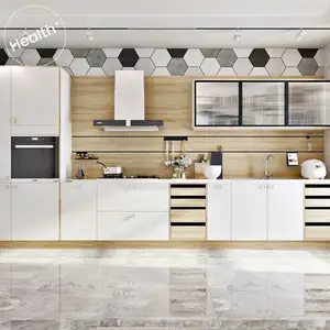 OPPEIN Malaysia Mdf Wood For European Style White Display Ceramic Hdf Kitchen Cabinet