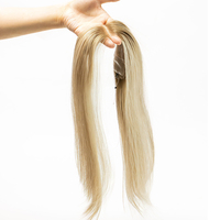 Topper de cheveux 100% naturels blonds, qualité supérieure, avec dentelle complète, perruque invisible effet halo, en stock