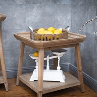 Table d'appoint carrée en bois de style farmhouse Innova Home, décorative, antique, durable, avec étagère, facile à assembler, meubles de salon