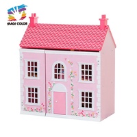 Maison de poupée géorgienne miniature en bois personnalisable pour filles W06A420-Rose Jouet éducatif DIY avec meubles