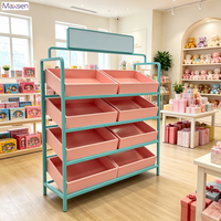 Présentoir autoportant multi-niveaux à éclairage LED, écoresponsable, avec structure métallique portable, pour boutique de jouets et marchandises Blind Box
