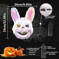Sanglant lapin tueur couvre-chef lumière lumineuse Halloween Cosplay visage masque effrayant Animal en peluche fantôme tête couverture accessoire