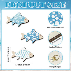 Décoration Murale Poisson en Bois – Formes Irrégulières, Motif Bleu – Décoration Intérieure Nautique et Côtière – Art Mural Suspendu - Product Image 4