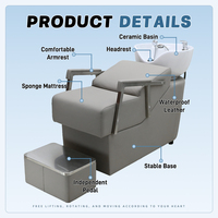 Fauteuil de lavage pour salon de coiffure avec bac en céramique de haute qualité, lit de salon confortable et mobilier de salon doux avec cuvette