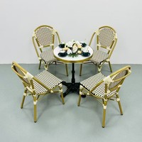 Ensemble bistrot français de luxe MUGAO, style vintage, chaise et table en rotin PE imitation bambou, mobilier de jardin pour café, restaurant, extérieur