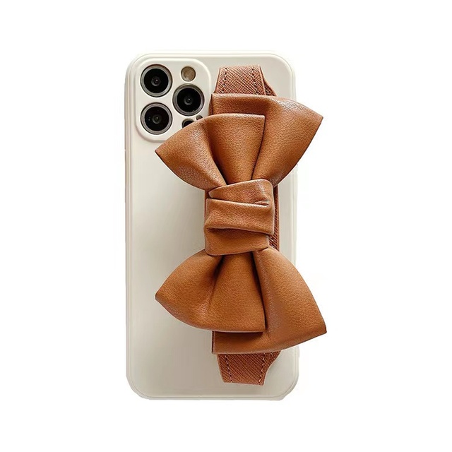 3D Leather Silicone Bow Bracelet Holder Phone Case for iphone 14 13 12 11 Pro Max Soft  Camera Protection Cover for Samsung S21