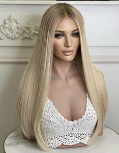 Parrucche Frontali in Pizzo di Alta Qualità con Capelli Vergini Europei Allineati alla Cuticola, Balayage Biondo Chiaro, Lisci e Resistenti - Product Image 3