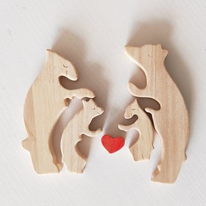 Ornamento Puzzle in Legno a Forma di Orso Carino, Regalo per la Festa del Papà, Intaglio in Legno Fai-da-Te, Orso che Abbraccia, Regalo per la Festa della Mamma - Product Image 6