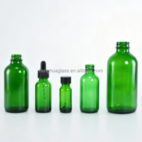 Bouteille en verre bleu cobalt, vert, noir, type Boston, 1 oz, 2 oz, 4 oz, 8 oz, 16 oz, bouteille en verre coloré pour l'emballage de cosmétiques, d'huiles essentielles et de liquides