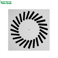 Diffuseur d'air carré pour plafond, en tôle galvanisée HVAC, avec pales réglables pour un flux d'air en spirale