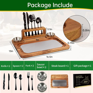 Tabla de Quesos Magnética de Madera con Bandeja de Servir de Acero Inoxidable Resistente a los Arañazos para Barbacoa, Regalo de Inauguración de Casa - Product Image 3