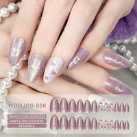 Makeauty 2025 Nouveau Style Luxe Ongles Artificiels Carrés en ABS Effet Œil de Chat Couverture Complète à Coller 24 Pièces Moyennes
