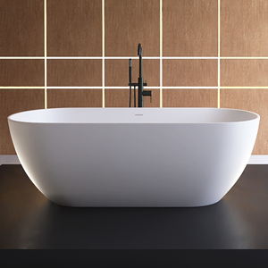 Bañera de baño ovalada independiente moderna y elegante de Maydon, piedra artificial de superficie sólida para diseño de baño - Product Image 1
