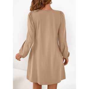 Robe tunique décontractée pour femme PRETTYGARDEN 2025, pour les fêtes et les vacances, manches longues, mini-robe courte, fluide, taille XL avec fentes - Product Image 6