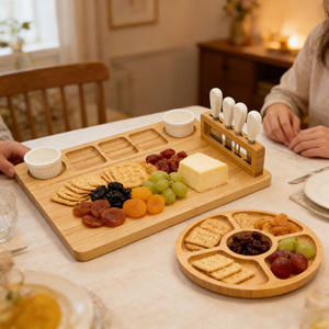 Ensemble de planches à charcuterie en bambou, grande <span class=keywords><strong>planche</strong></span> à découper pour charcuterie et fromage, plateau de service - Product Image 4