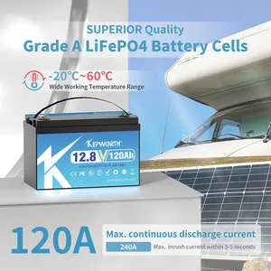 EU/US स्टॉक केपवर्थ 12V 120AH लाइफपो4 बैटरी पैक 12.8V 120AH लिथियम बैटरी BMS लिथियम आयन बैटरी के साथ 120ah लाइफपो4