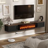 Meuble TV mural flottant noir style ferme pour salon et chambre à coucher, service OEM