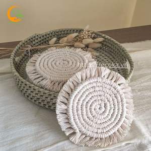 Posavasos de Bambú Tejido a Mano de Alta Resistencia, Estilo Bohemio, Ecológico, con Borlas, para Decoración de Mesa de Café, Precio Bajo - Product Image 1