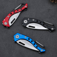 Camping en plein air mini poche pliant couteau avec mousqueton 440 lame En Aluminium poignée camping chasse extérieure EDC outils