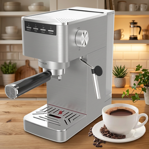 Semi-<b>Automatic</b> Espresso <b>Machine</b> 15 Bar Pressure Stainless Steel 1500W Electric 2 Cups Household Use - Product Image 1
