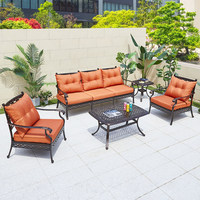 Ensemble de jardin de luxe DL en alliage d'aluminium de haute qualité, design moderne et minimaliste, pour 6 personnes, tables et chaises d'intérieur/extérieur