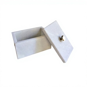 Superior Quality White Marble <b>Earrings</b> And Bracelet <b>Box</b> With Gold Metal Knob Square Shape Jewelry <b>Box</b> - Product Image 1