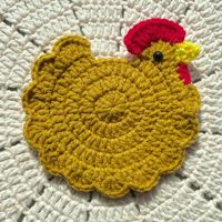 Sous-verre en laine crocheté à la main, motif poulet tricoté, design de dessin animé, style créatif, tissu poussin tissé à la main
