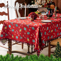 Nappe de table imprimée de style rétro américain pour le Nouvel An Chemin de table à café et couverture de table à manger pour six personnes pour la maison