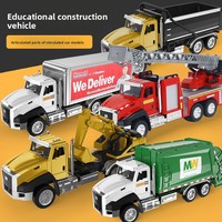 Set Mainan Kendaraan Rekayasa Logam Truk Pemadam Kebakaran Excavator Model Mobil Alloy Skala 1:1500 Fungsi Tarik Mundur Hadiah Sempurna untuk