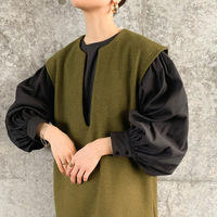 Robe longue décontractée sans manches pour femme, col en V, fente latérale haute, coupe ample, style pull superposé, tunique longue automne-hiver