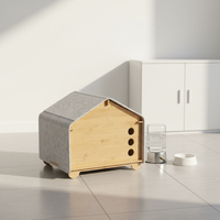 Lit pour animaux de compagnie en bois de bambou moderne et luxueux, petit, pour l'intérieur, avec motif de lettres, pour chats et chiens