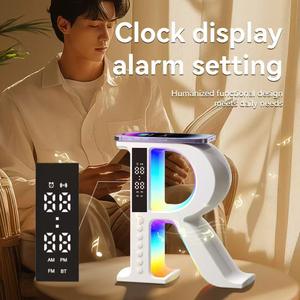 Altavoces de luz de cargador inalámbrico inteligente RGB 3 en 1 en forma de G con lámpara de noche LED lámpara de noche lámpara de despertador de Amanecer para dormitorio - Product Image 2