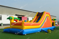 Trampoline gonflable en forme de cocotier, structure de jeu pour enfants, grand toboggan sec, matériau PVC, certifié EN14960