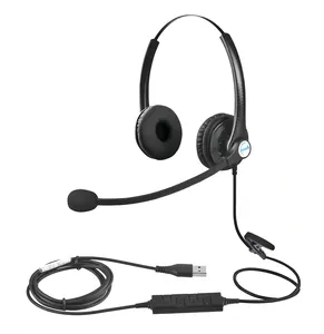 En çok satan Binaural gürültü iptal kulaklık USB konektörü çağrı merkezi kulaklığı mikrofon ile iş iletişimi için