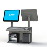 Terminal de point de vente interactif tout-en-un à double écran OEM, caisse enregistreuse commerciale compacte pour supermarchés et magasins de proximité, système de point de vente