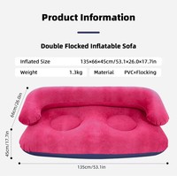 Canapé gonflable double avec accoudoirs et dossier, chaise de loisirs floquée pour 2 personnes, canapé gonflable portable pour tente extérieure