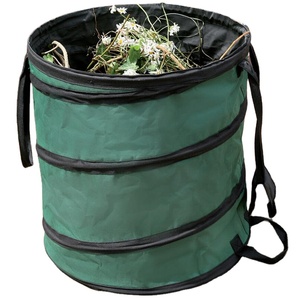 Garden Leaves Container Basket Yard Rubbish Bags Pop Up Trash Holder Collection Bin Collapsible Utility Bin Garbage Can with Lid