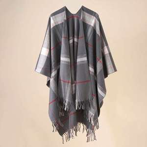Wholesale Winter 130*150cm Oversized Blanket Poncho Scarf with Tassel <b>Wool</b> <b>Cape</b> Style Cloak Shawl Beach Poncho Womens - Product Image 2