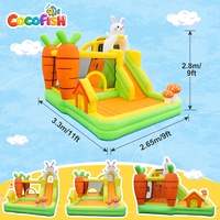 Château gonflable commercial COCOFISH en tissu Oxford avec toboggan pour enfants, idéal pour les fêtes d'anniversaire en extérieur et les événements dans le jardin.