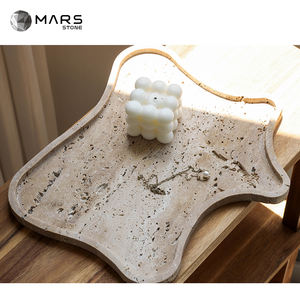 Travertino Beige Natural decoración del hogar Mesa mármol travertino joyería bandejas aperitivos <span class=keywords><strong>nueces</strong></span> y plato <span class=keywords><strong>de</strong></span> fruta - Product Image 1